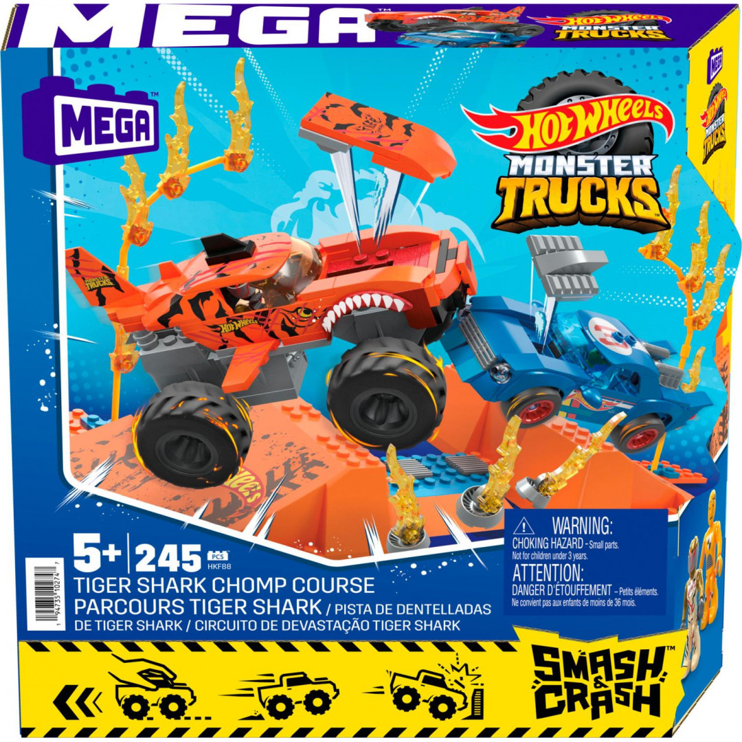 Mega Hot Wheels Smash N Crash Tiger Shark Chomp Course Mr Toys