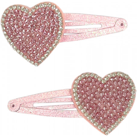 Pink Poppy - Pink Rhinestone Heart Hair Clip