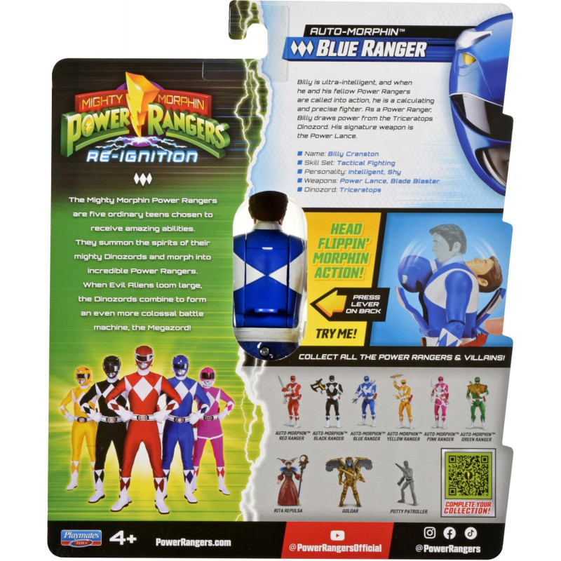 Power Rangers Auto-Morphin Ranger Figures Blue - Afterpay