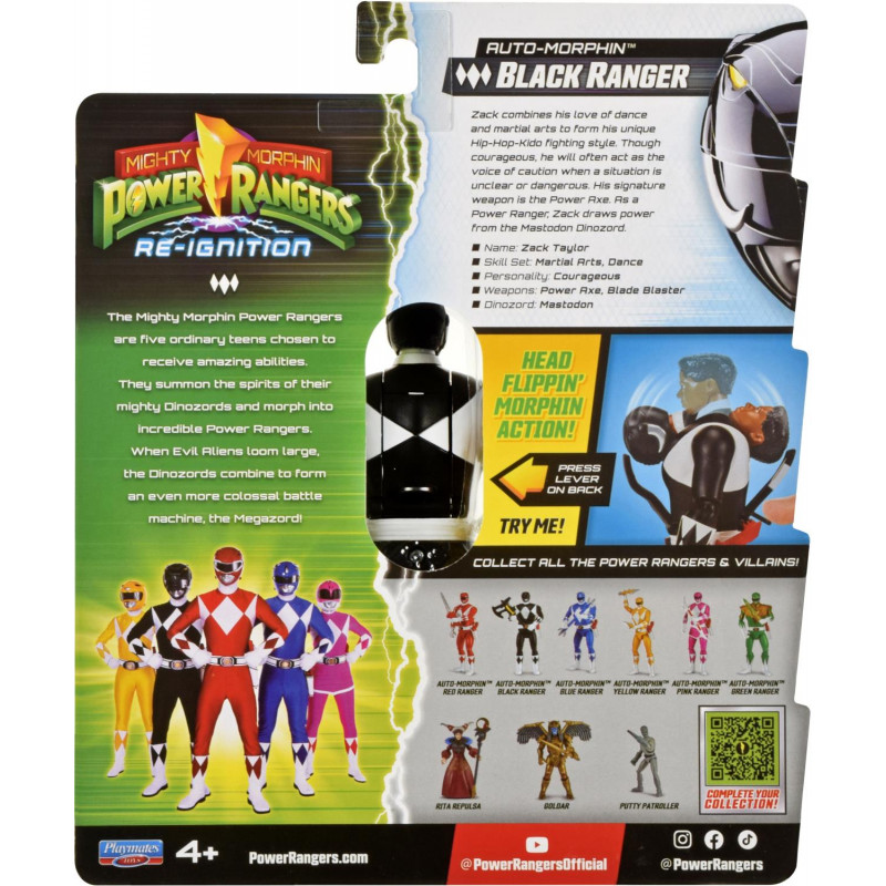 Power Rangers Auto-Morphin Ranger Figure Black - Afterpay