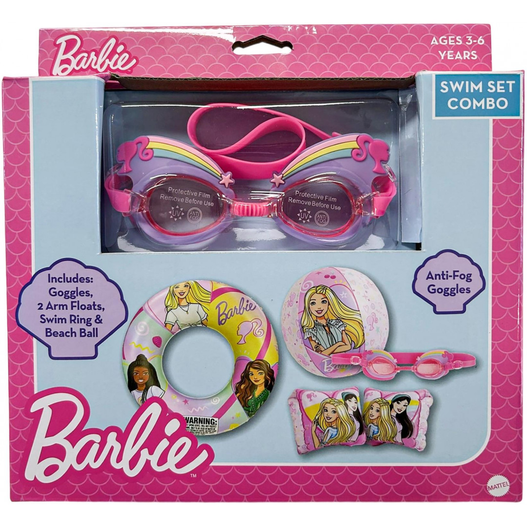 Barbie Swim Set Combo 5Pce Includes: Swim Ring, Goggles