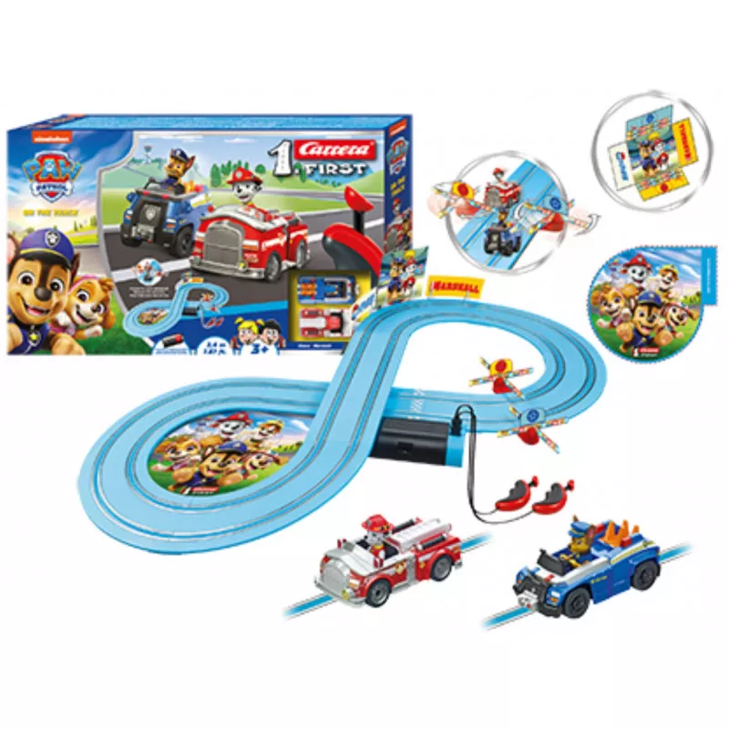 Carrera Paw Patrol - On A Roll Circuit De Course 2,4m Pour Enfants Dès 3 Ans Avec Chase Et Rubble