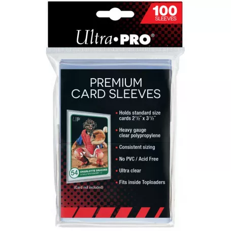 2 1/4 x 3 1/2 card sleeves 2-1/2" 4-3/4" Tall Soft (100ct) Crafted from ultra Ultra Pro - Easy Grip