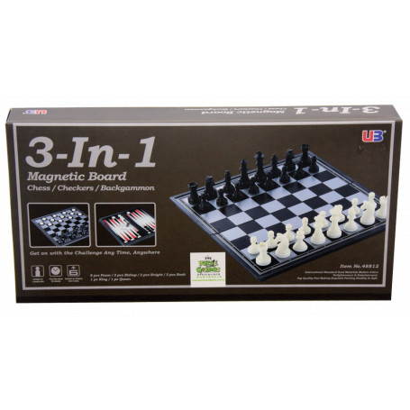 3 in 1 Chess Checkers Backgammon Magnetic