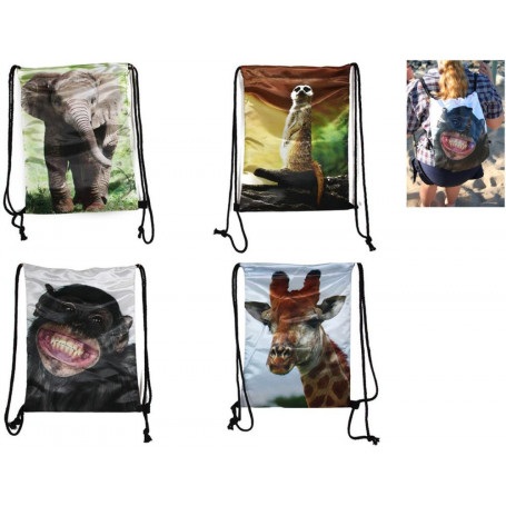 Animal Satin Back Pack 4 Assorted â€“