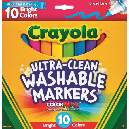 Crayola 10 Pack Ultra Clean Bright Broadline Markers