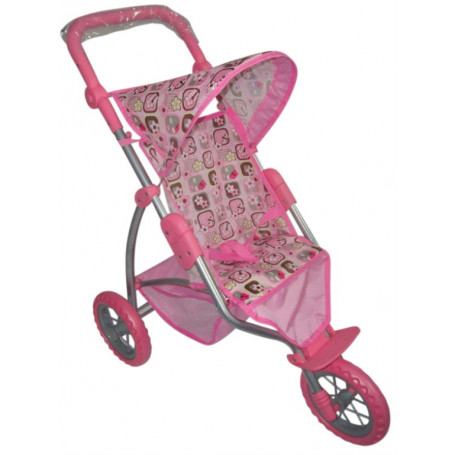Pink Dolls 3 Wheel Stroller