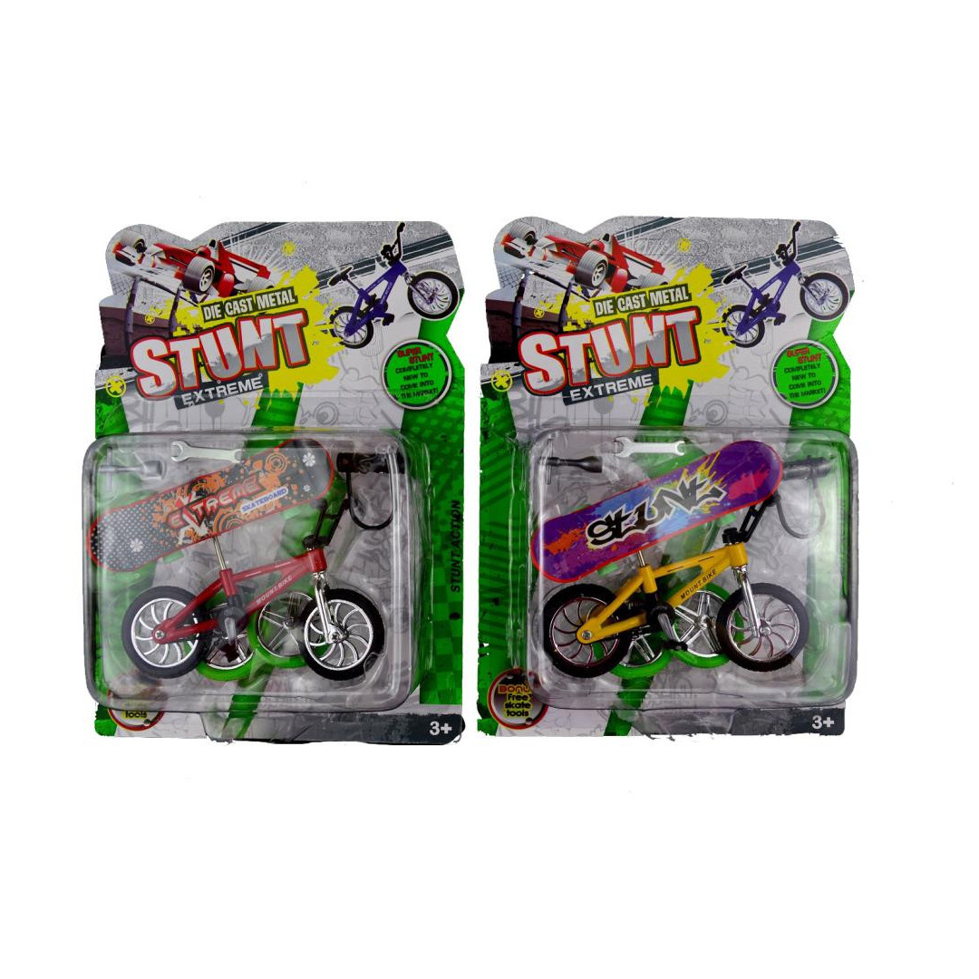 Die Cast Metal Stunt Set 7Pc Bike & Skateboard +Tools- Assorted