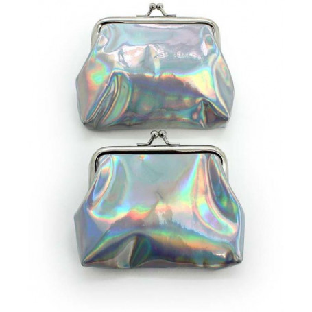 Holographic Silver Clip Purse (12X8.5X2.2cm)