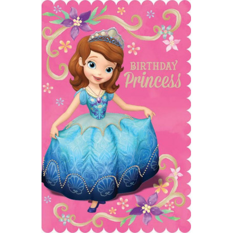Card Birthday Sofia The First Pink
