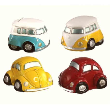 Funny Car Money Boxes - Cobra, Combi & Beetle- Assorted