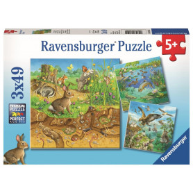 Ravensburger Animals in Their Habitats Puzzle 3x49Pc