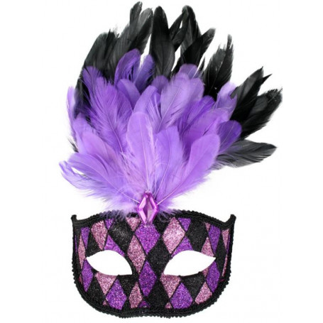 Dr Toms Francesca Purple & Black With Feathers Eye Mask