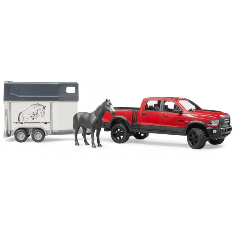 Bruder Ram 2500 Power Pick Up W Remolque de Caballo y vehículo de