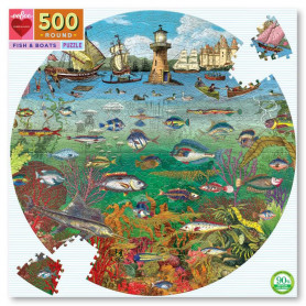 Eeboo - 500 Piece Puzzles 500 Pc Round Fish & Boats