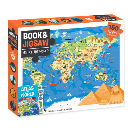 Book And 150-Piece Jigsaw: Map Of The World