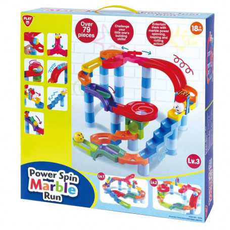 PLAY - Power Spin Marble Run Extra - Over 79 Pcs