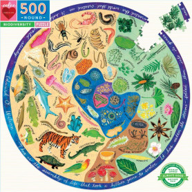 Eeboo - 500 Piece Puzzles 500Pc Roundpuzzle-Biodiversity