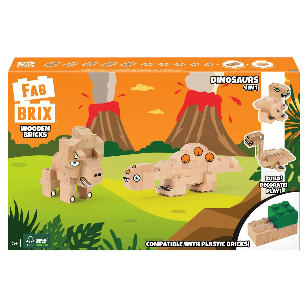 FabBrix Wooden Bricks Dinosaurs 4 in 1 - Afterpay Available!