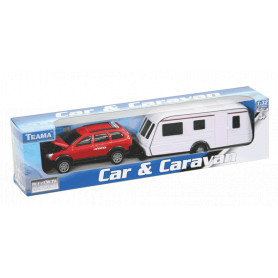 Car And Caravan Set Assorted Colours