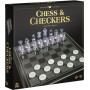 Clear Plastic Chess And Checkers With Glass Board