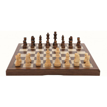Dal Rossi Chess Set, walnut inlaid, 12 inch