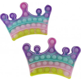 Pop It Fidget Toy Pastel Rainbow Princess Crown Shape