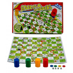 Traditional Snakes & Ladders Game - 35X35cm Board