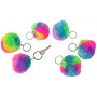 8cm Rainbow Fluffy Ball Key Ring Sequin Key Ring Assorted