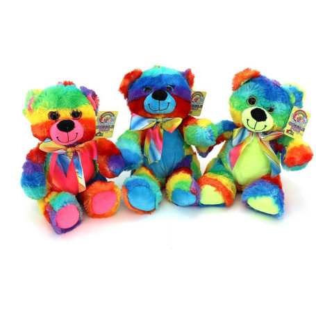 Plush - 22cm Rainbow Coloured Bear Assorted