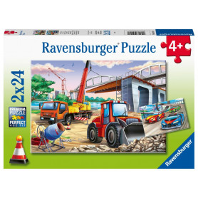 Ravensburger Construction and Cars Puzzle 2x24Pc