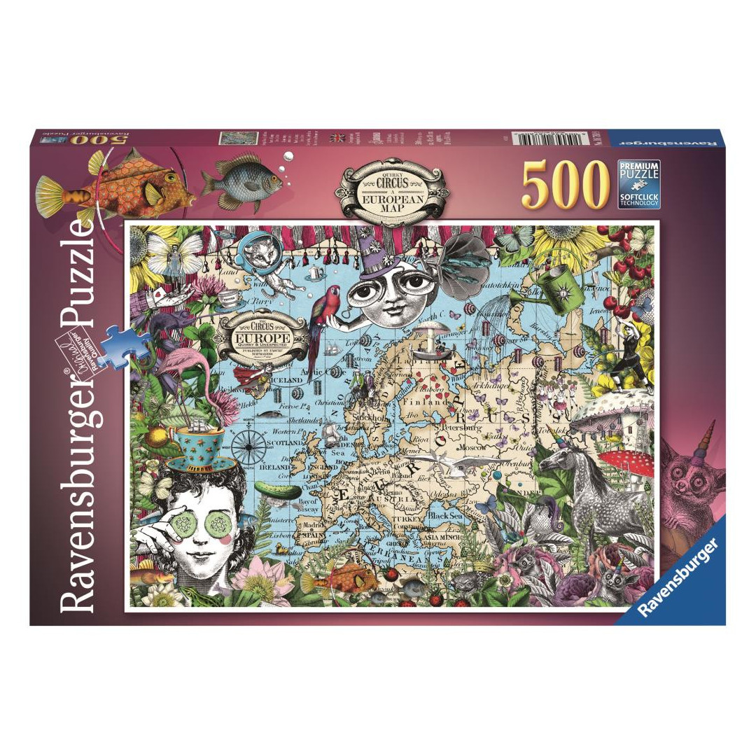Ravensburger - European Map Quirky Circus 500Pc - Shop Now!