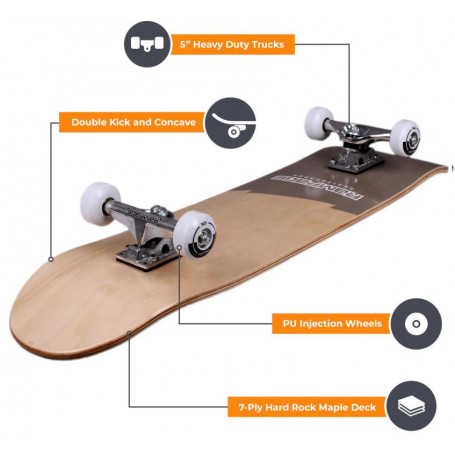 Rampage Plain Third Complete Skateboard Natural / Black S -