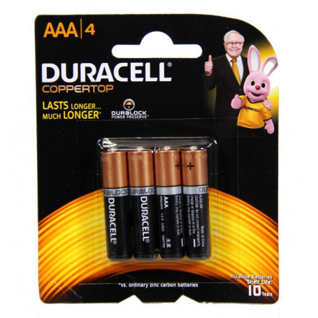 Duracell AAA 4 Pack Blister Batteries
