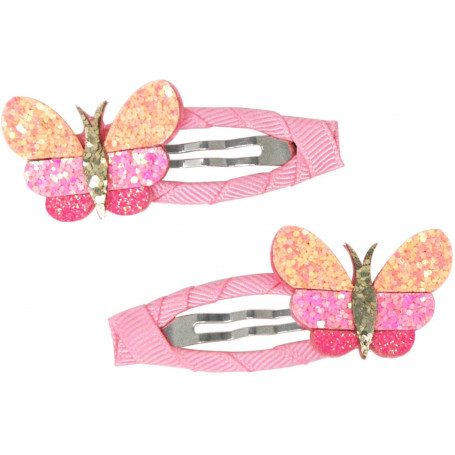 Pink Poppy Butterfly Skies Hair Clips