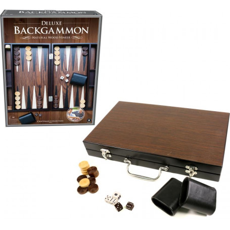 Craftsman Natural Wood Veneer Deluxe Backgammon Set