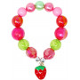 Pink Poppy Hot Pink Strawberry Charm Stretch Bead Bracelet