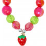 Pink Poppy Hot Pink Strawberry Charm Stretch Bead Bracelet