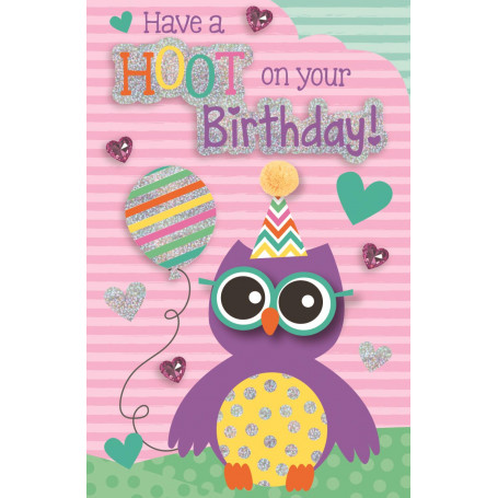 CARD - OWL BALLOON