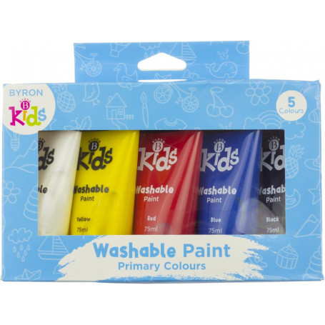 Jasart Byron Kids Wash Paint 75ml Set 5 Primary