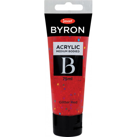 Jasart Byron Acrylic Paint 75ml Glitter Red