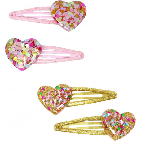 Pink Poppy Glitter Resin Heart Snapclips