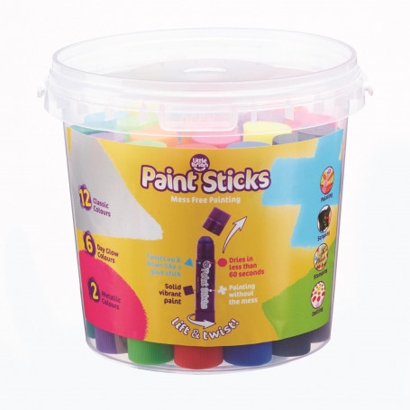 Little Brian Paint Sticks Bucket - Assorted 20 Pk