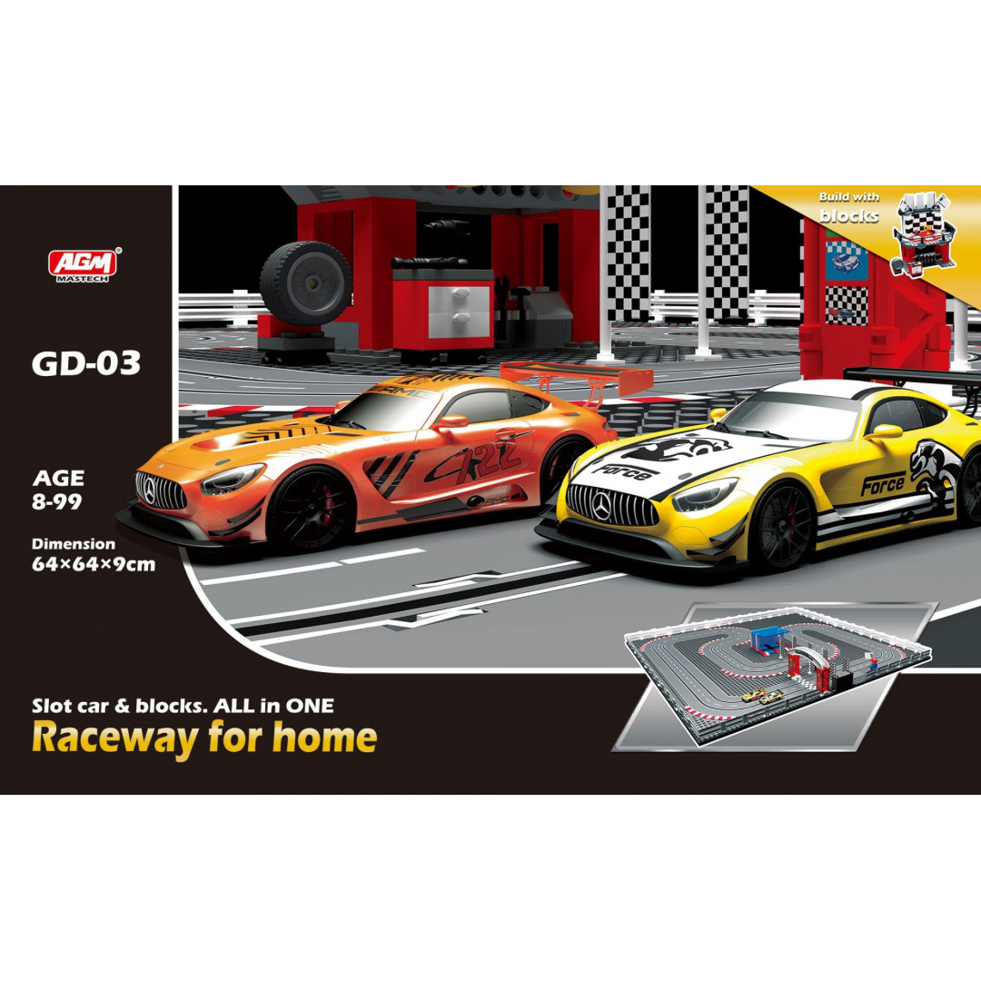 Rusco Build Me 25 Pc. Blocks Slot Car Set USB Assorted Mr