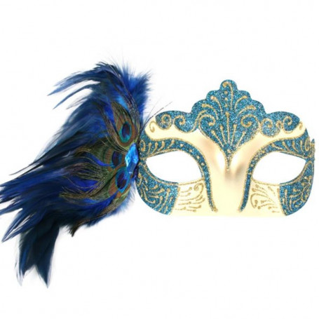 Dr Toms BURLESQUE w/ Peacock Feathers Blue Eye Mask