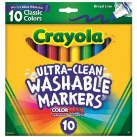 CRAYOLA 10 ULTRA CLEAN CLASSIC BROADLINE MARKERS