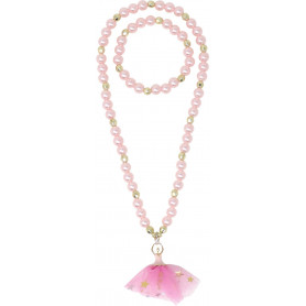Pink Poppy Ballerina Charm Necklace & Bracelet Set