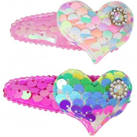 Pink Poppy Sequin Heart Shape Hairclip