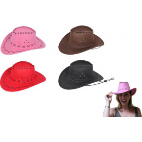 SUEDE LOOK  COWBOY HAT 4 ASSTD