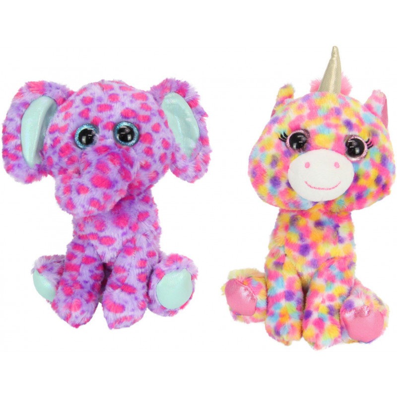 20cm Cute Multi Coloured Plush Elephant or Unicorn With